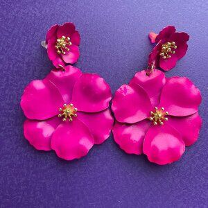 3/$12 Pink Floral Dangle Earrings